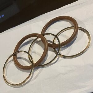 Elegant Gold and Wood Bangle Set